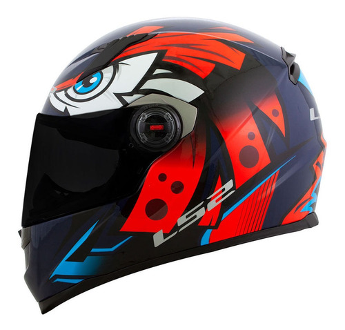 Capacete Ls2 Fechado Ff358 Tribal Preto Azul Laranja