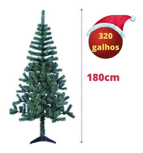 Árvore De Natal Pinheiro Verde Grande 1,80m 320 Galhos
