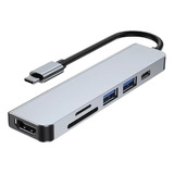 Hub Usb Tipo C 6 En 1 / Hdmi 4k*2k / 2*usb 3.0 / Tipoc / Sd+