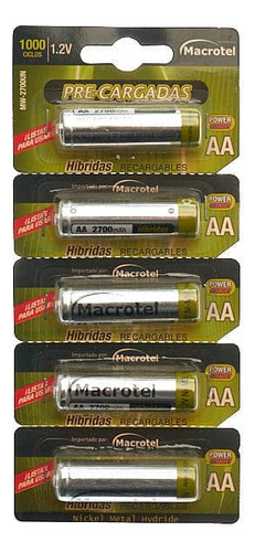 Pilas Macrotel Recargable Aa 2700mah Precargadas 5 Unidades