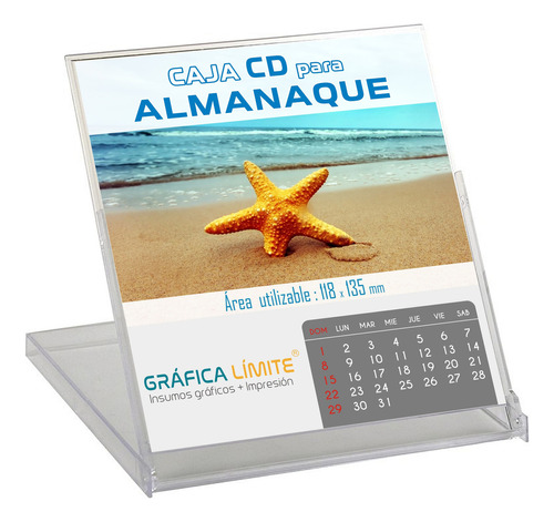 Caja Cd Acrilico Transparente Porta Calendario Almanaque X10