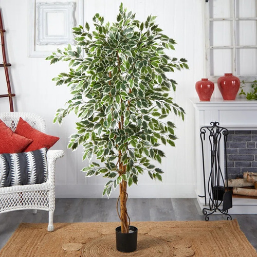 Ficus Variegata Árvore Artificial Para Sala Planta Com 180cm