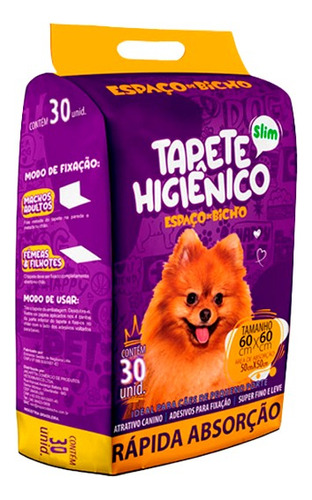 Tapete Higiênico Espaço De Bicho 30 Unidades 60x60