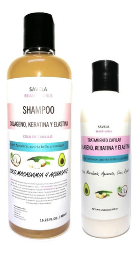 Shampoo Y Tratamiento Capilar Colágeno, Elastina Y Keratina.