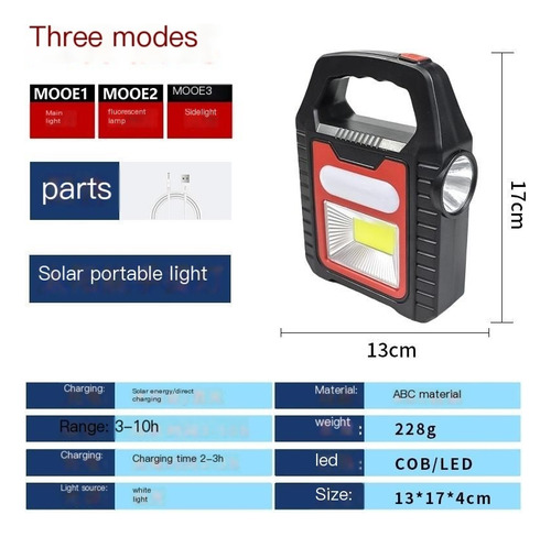 Luz Solar Multifuncional Para Exteriores Luz De Camping Usb