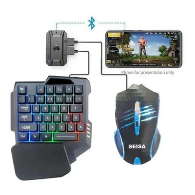 Kit Teclado Mouse Gamer Adaptador Bluetooth Celular Tablet Color del teclado Negro | Envío gratis