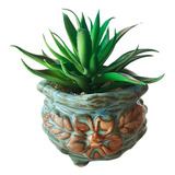 Planta Artificial Suculenta + Vaso Cerâmico Decoração