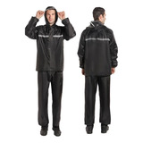 Impermeable Negro Con Pantalones Reflectantes Para Adulto