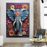Cuadro Elefante Colores Canvas Elegante Sala Animal 10 60x90