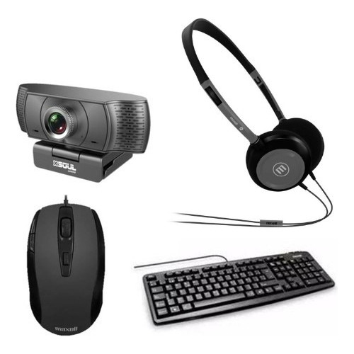 Kit Home Office Web Cam Mic + Mouse + Teclado + Auriculares