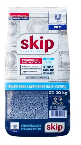  Jabon En Polvo Skip X 10kg Baja Espuma