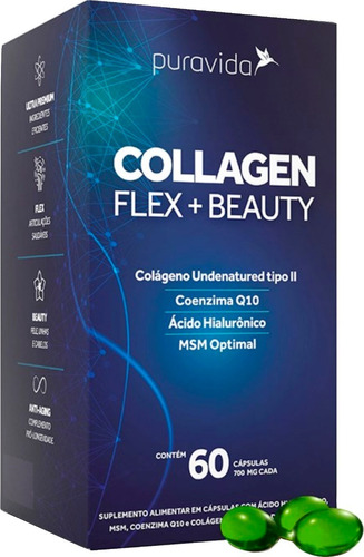 Collagen Flex Beauty Pura Vida Colágeno Tipo 2 + Coq10 + Msm