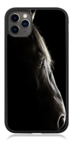 Funda Protector Para iPhone Caballos Cara Negra Cabeza