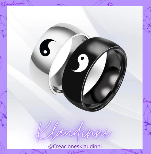 Par De Anillos Tipo Argolla De Pareja Con El Logo Yin Yang