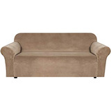 Funda Sofa Terciopelo Elastico 3 Plazas Color Camello Cafe