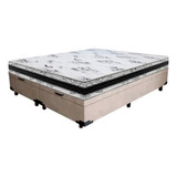 Cama Baú Casal Bipartida Suede Bege + Colchão Super Confort