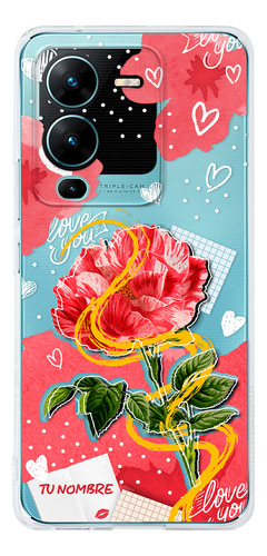 Funda Para Vivo Para Mujer Corazones Flor Con Tu Nombre