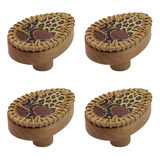 Chinflly 4 Pcs Boho Rattan Knobs,beech Wood Drawer Knobs Wov