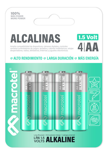 Pack 4 Pilas Alcalinas Aa