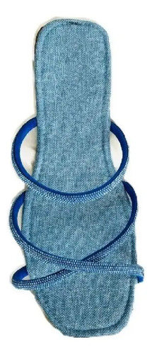 Sandalias De Piso Básicas De Moda Económicas Piedras Azules