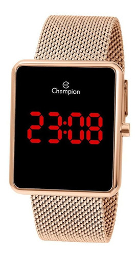 Relógio Champion Digital Led Feminino Rose Quadrado Original