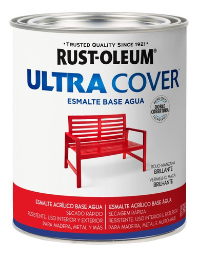 Esmalte Al Agua Ultra Cover Brochable 0,946 Litro Rust Oleum Color Rojo Manzana Brillante