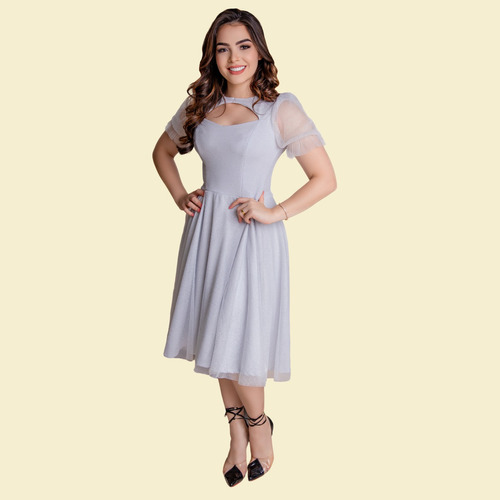 Vestido Feminino Midi Elza Elegância E Conforto