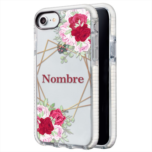 Funda Para iPhone Rosas Flores Personalizada Con Nombre