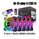 Kit De 5 Ventiladores Rgb Fan Pc 120mm Gabinete Ventiladores