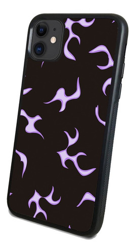 Funda Celular Diseño Llamas Negro Morado Todos Los Modelos