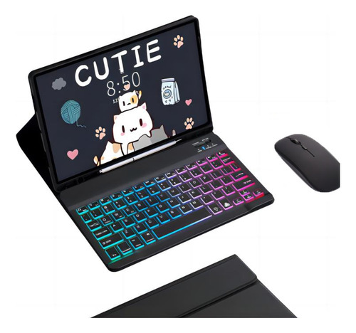 Funda+teclado Rgb+mouse Para Galaxy Tab S6 Lite 10.4 In P610