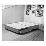 Base Aiden Individual Lino Gris Cama Pieza Box Mueble Base