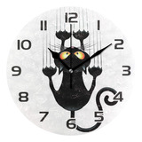 Baofu Reloj De Pared Con Diseño De Gato Clásico, Redondo,.