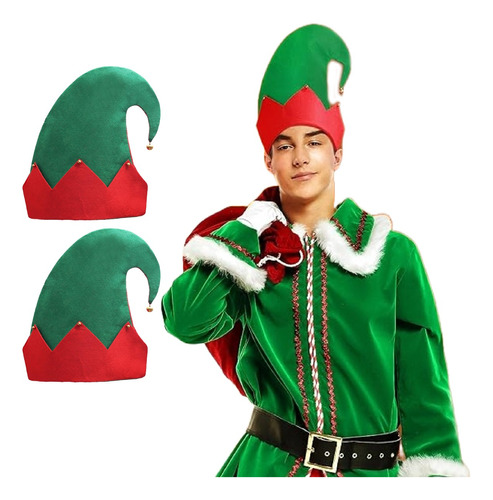 Gorro Elfo Navidad Navideño Santa Papa Noel Cascabel X10