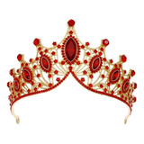 Coroa Tiara De Noiva Casamento Debutante Dourado Vermelha