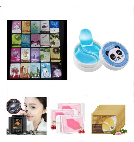 Kit 40 Mascarillas Kawaii, Parches Ojos Y Labios + Regalo