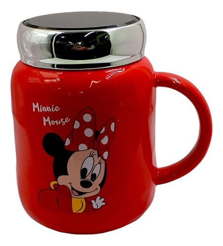 Mug Taza Térmico Con Tapa Espejo De Minnie Y Mickey Mouse 