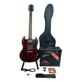 Kit Guitarra Eléctrica Greko Kg005cr Amplificador + Estuche 