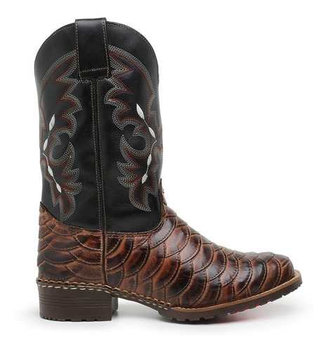 Bota Country Texana De Couro Estilo American  Escama 