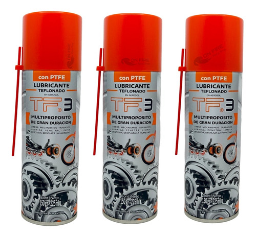 Lubricante Teflonado En Aerosol Tf3 X3 Unidades De 225ml