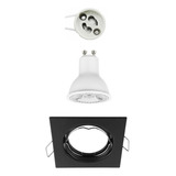 Foco Aro Móvil Empotrable + Zócalo Gu10 + Ampolleta Led 5,8w