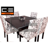 Juego Mesa Comedor Cuadrada Tr 130x130+6 Sillas Eco C/dibujo