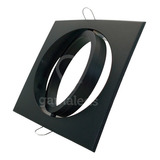 Spot Pvc Embutir P/ Ar111 Cuadrado 160x160mm A/ Led Gu10 Color Negro