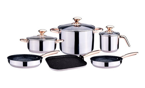 Bateria De Cocina Acero Inoxidable 9 Piezas Alpro 