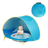 Tenda De Praia Portátil À Prova De Água P/ Bebés Com Piscina