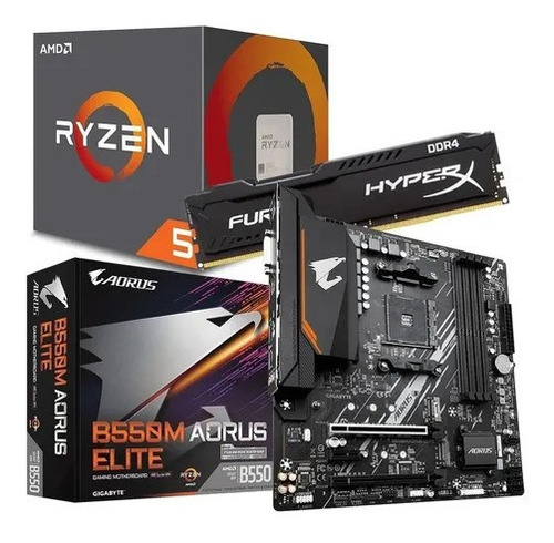 Kit Amd Ryzen 5 5600x  + Gigabyte B550m Aorus Elite + 8 Gb 