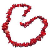 Collar 45cms De Auténtico Coral Rojo Cuarzo Forma Chip