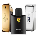 Kit 3 Perfumes Masculinos Intenso Tradicional One Million, Ferrari Black E 212 Vip Men 