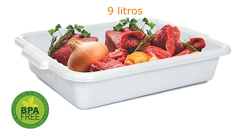 Kit 5 Bacias Churrasco Expor Servir Carne 9 Lts Pote Grande Cor Branco