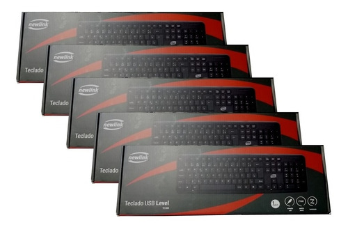 Kit 5 Pcs Teclado Usb Newlink Tc308 107 Teclas - Atacado